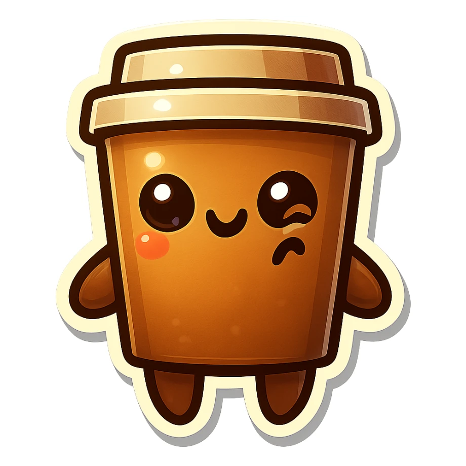 Tall coffee cup, flirty wink sticker