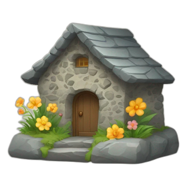 Little stone house with flower  sticker