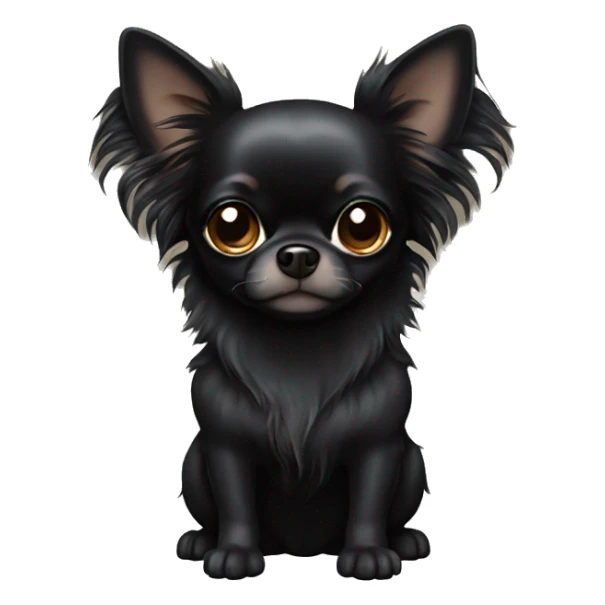 All black long hair chihuahua  sticker