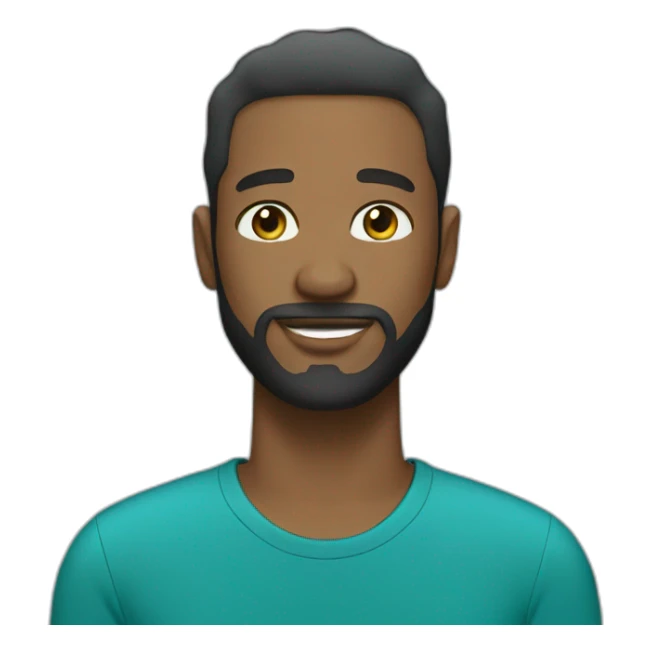 Well-bearded black man, short haircut and blue green t-shirt sticker