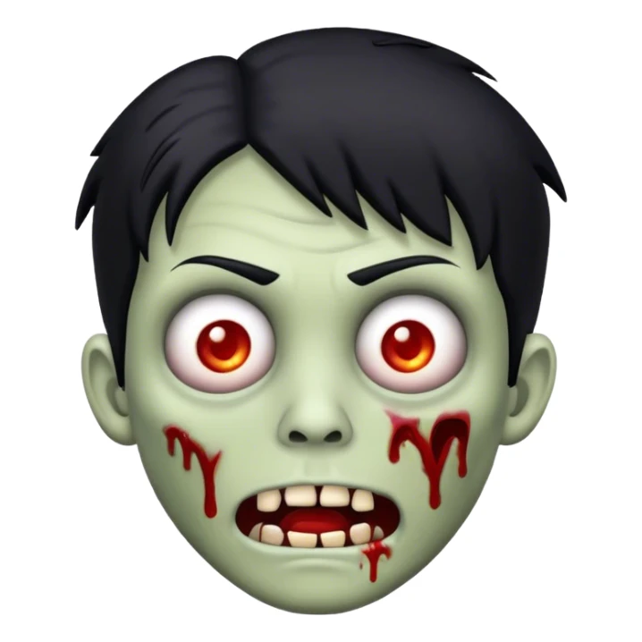 emoji de zombie com cabelo preto e olhos pretos  sticker