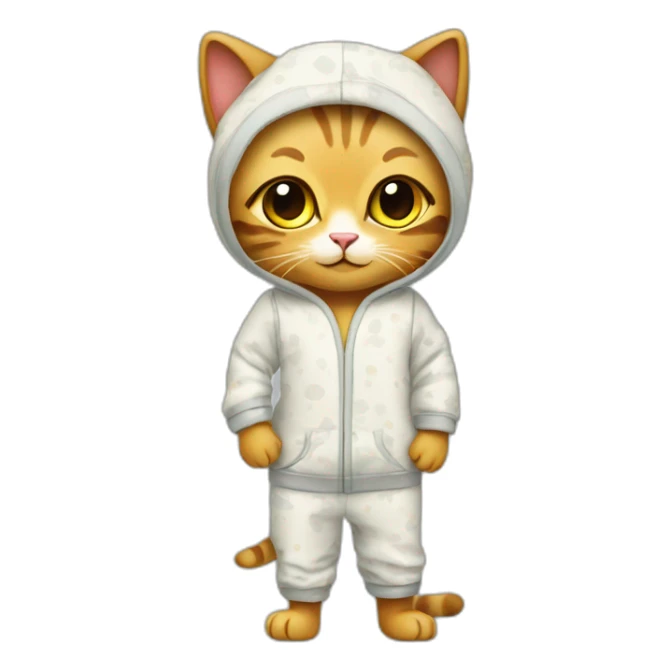 Cat with a designer nightwear, without cap, night suit sticker