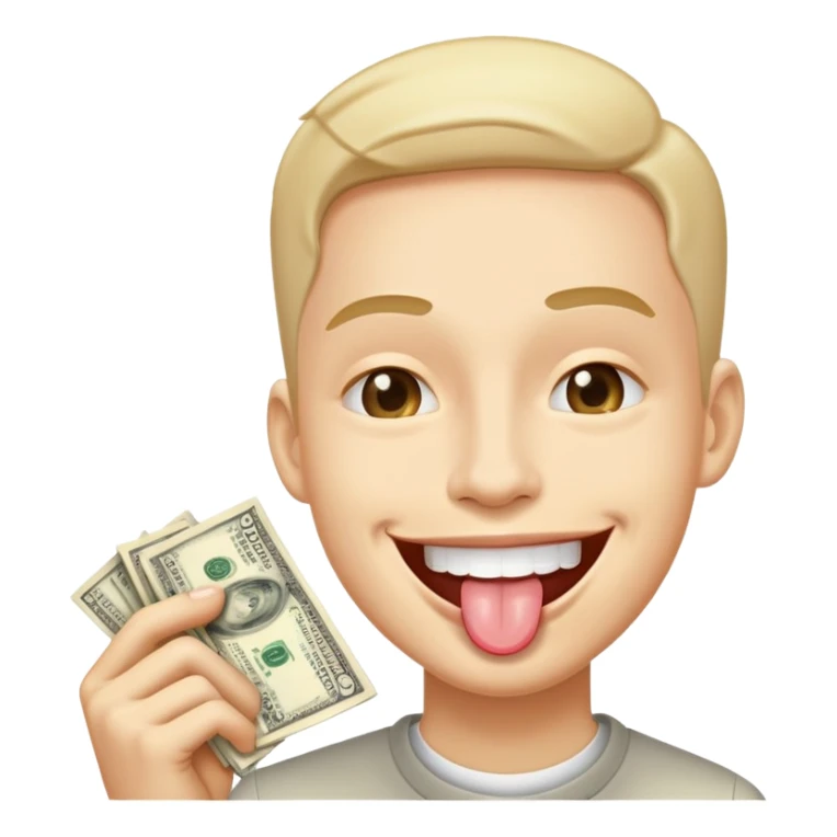smile with money tongue sticker