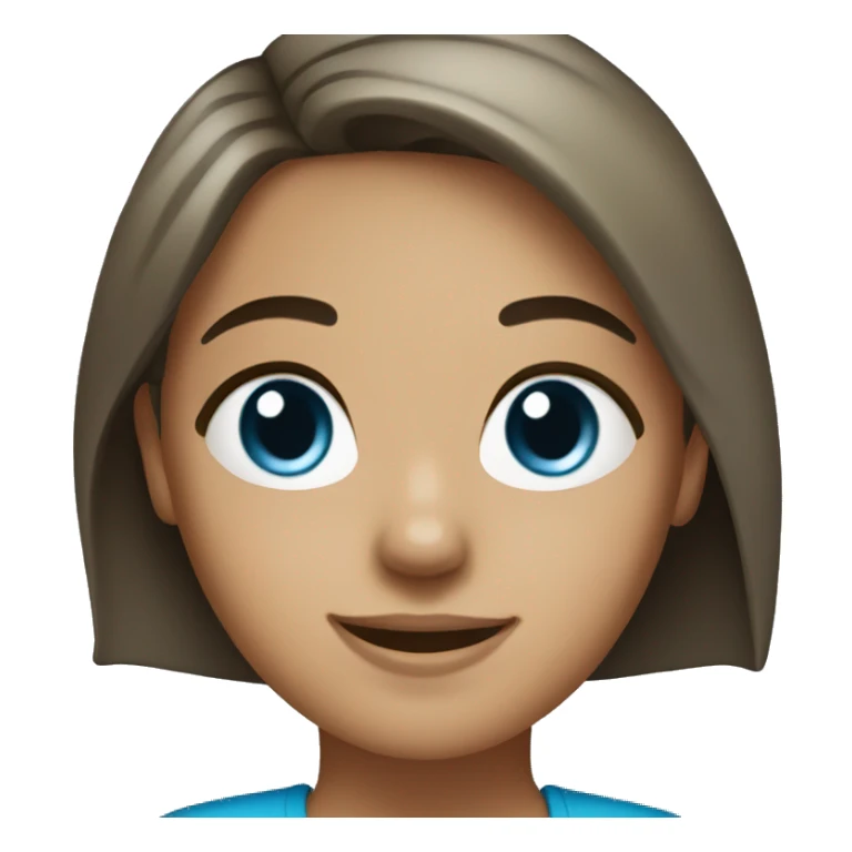 Girl with light olive skin, dark brown hair and blue eyes smiling  sticker