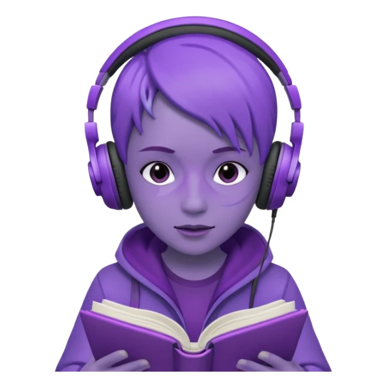 purple open written in journal with purple headphones on top sticker