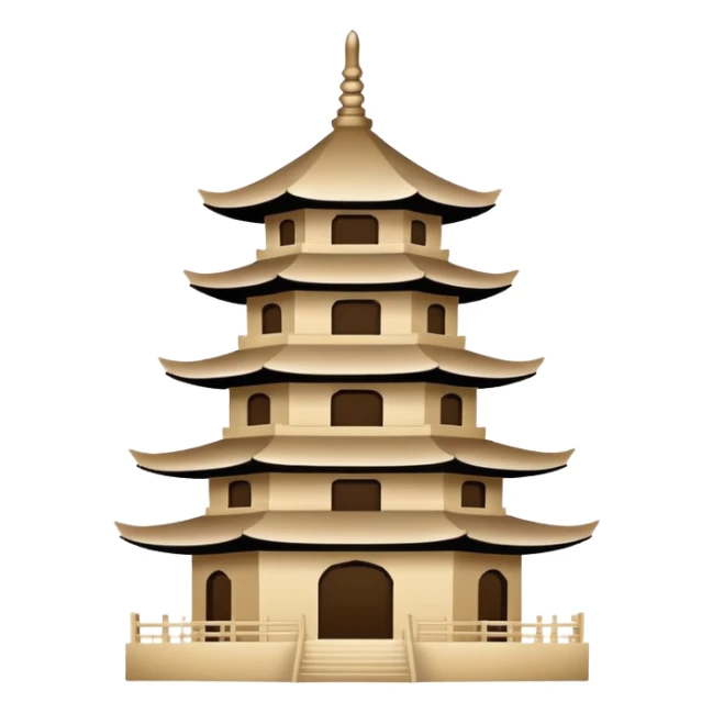 Basic Chinese pagoda emoji icon, simple silhouette, standard emoji style sticker