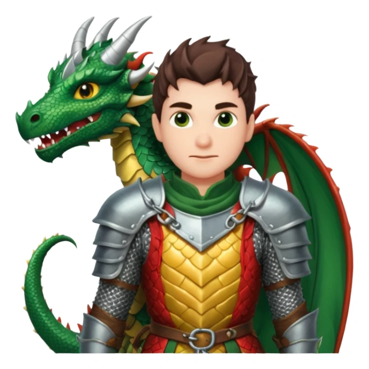 a dragon tamer in medieval time with a dragon next to him sticker