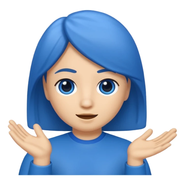 Memoji cabello azul parando el dedo de enmedio  sticker