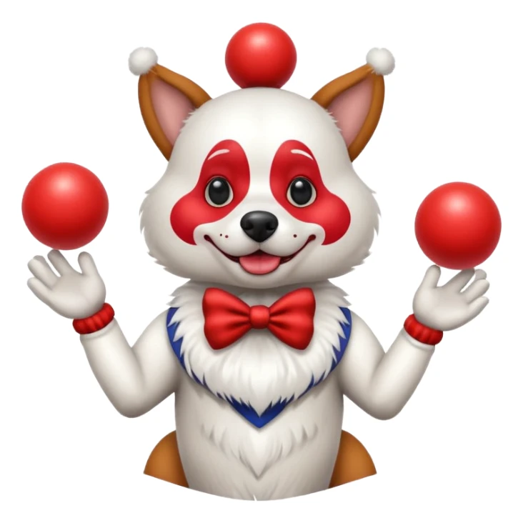 a Circus clown cute dog juggling two metal ball sticker