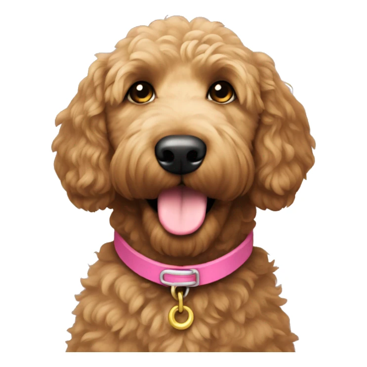 Golden doodle dark brown with pink collar sticker