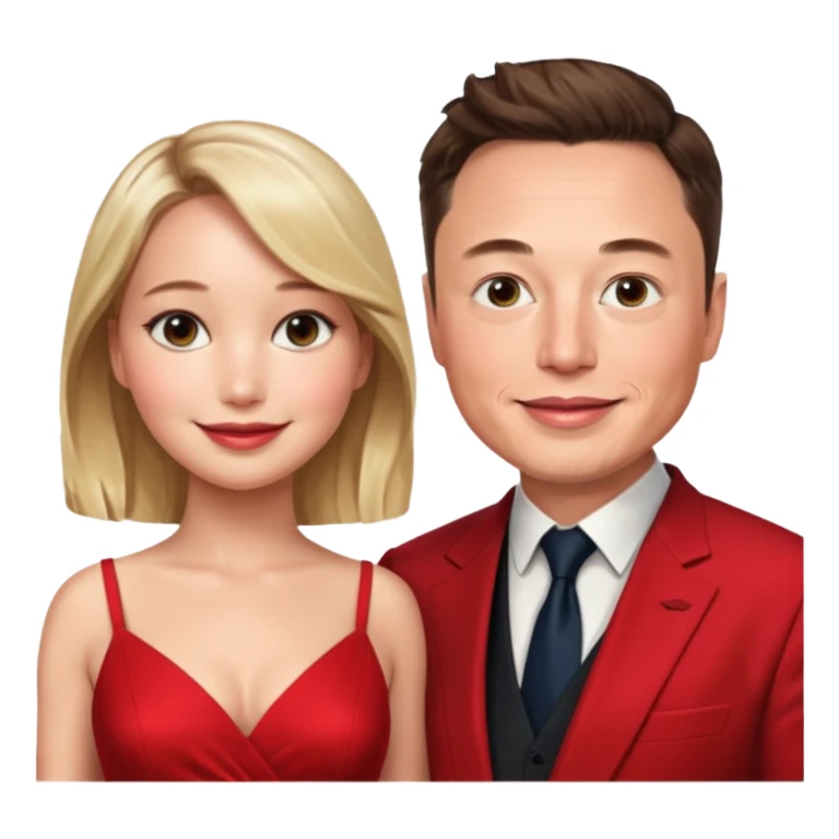 elon musk and Jennifer Lawrence in red dress sticker