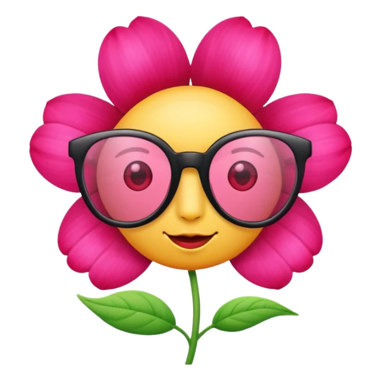 a pink flower wearing red glassess sticker