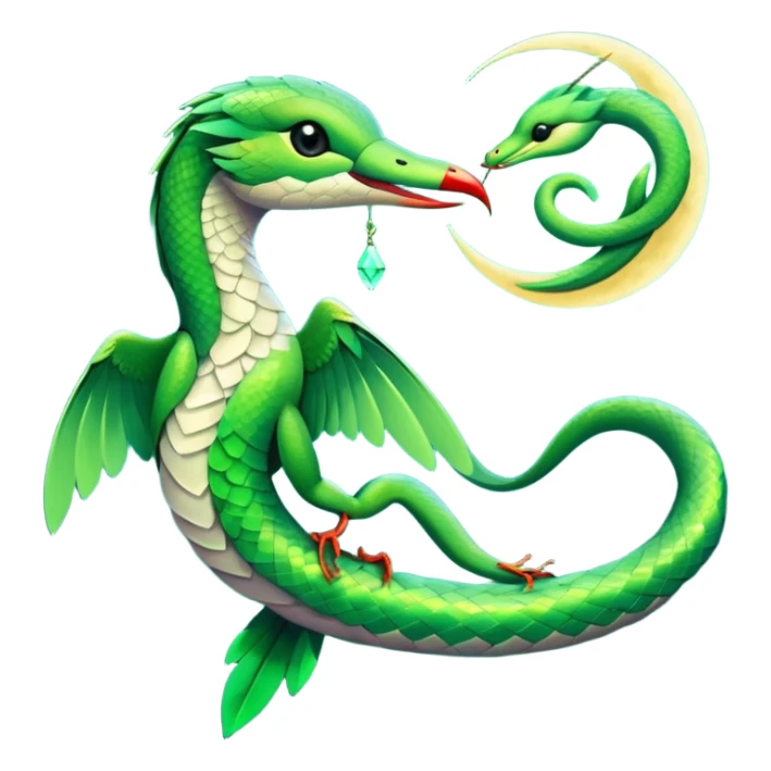 Full mystical moon with a beautiful green snake and a hummingbird  sticker