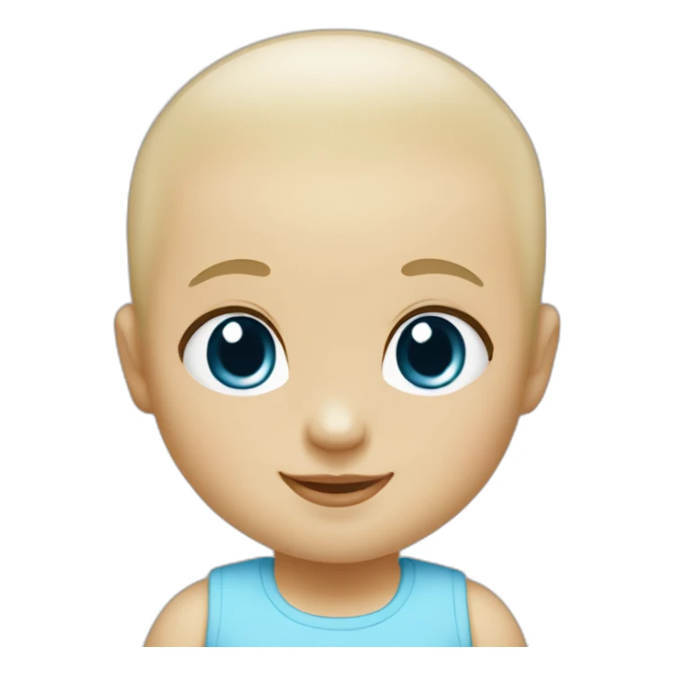 baby blue and almond eyes, chubby cheeks, no hair, smiling sticker