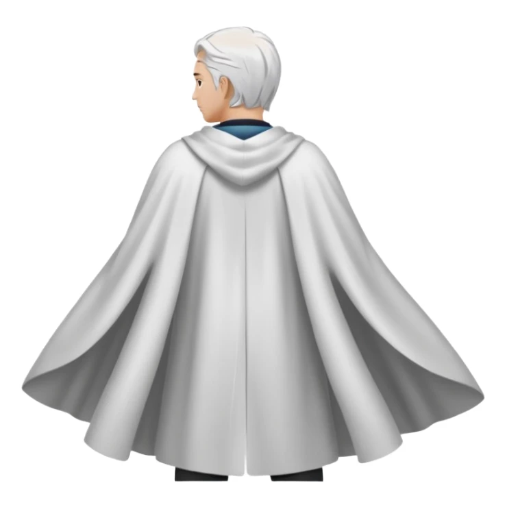 fullbody in frame silverhair god ZEUS, white cape, standing still backview sticker