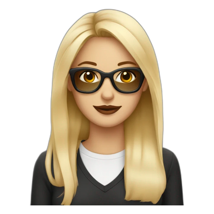Mujer rubia con ojos cafe y gafas nEGRAS sticker
