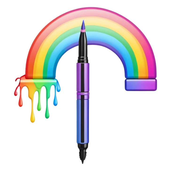 mascara pen with rainbow colors sticker