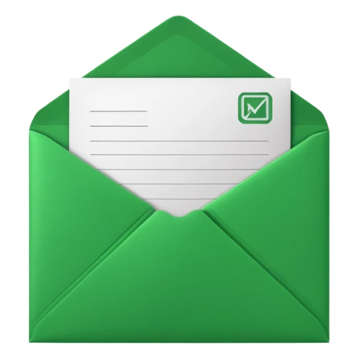 3D green envelope with letter in it sticker