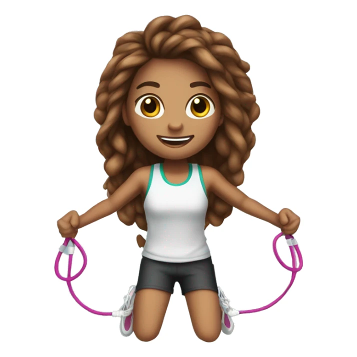 Jump Rope with long brown hair light medium skin sticker