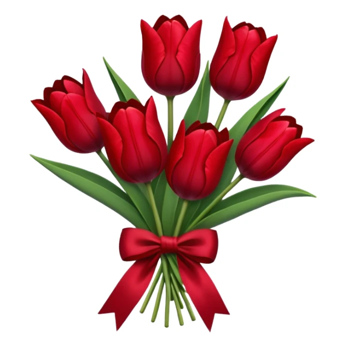 Dark red tulip bouquet cute  sticker