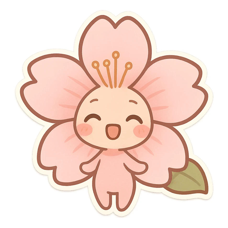 sakura cherry blossom, chibi stickers style sticker