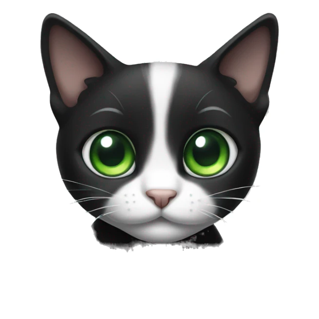 small tuxedo black and white cat with green eyes sticker