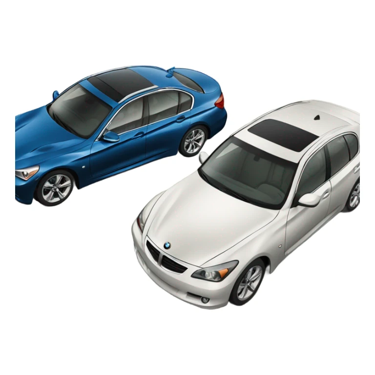 a bmw and infiniti parked next to each other sticker