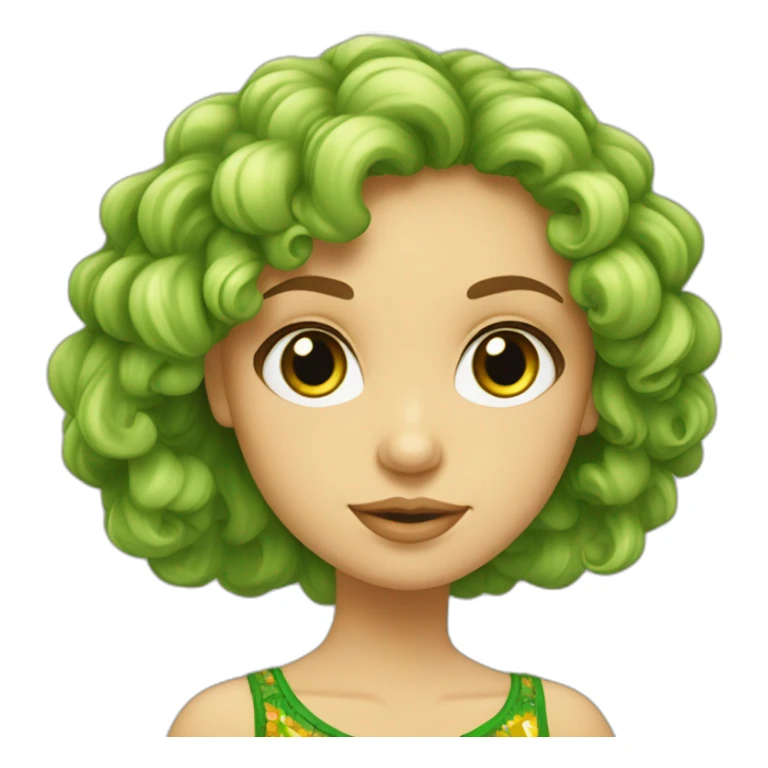 Chica rubia pelo rizado rubio ojos verdes vestido hippie sticker