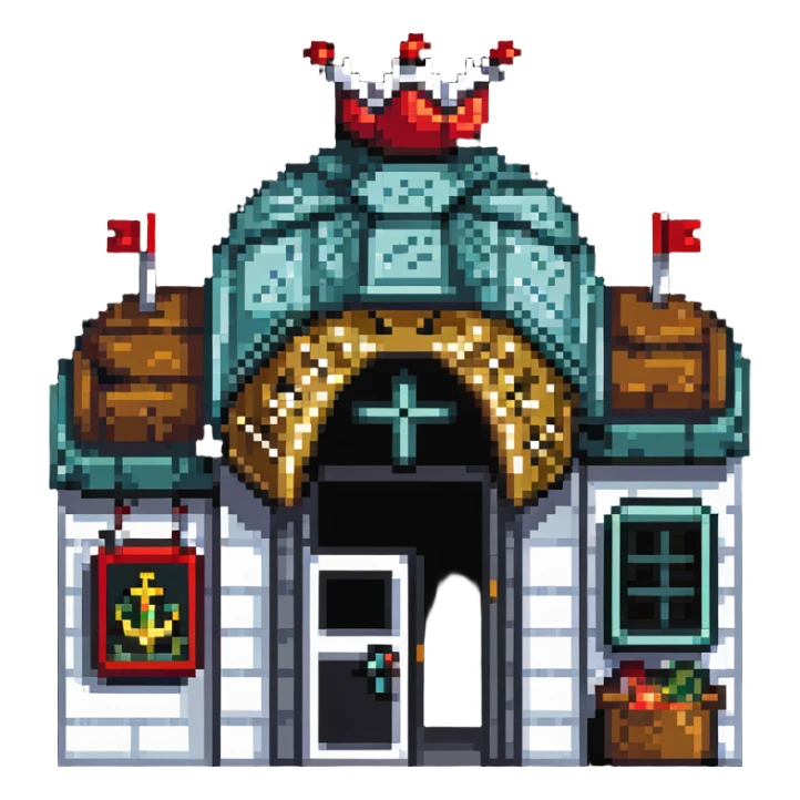 Krusty Krab restaurant from SpongeBob, anchor-shaped fast food building sticker