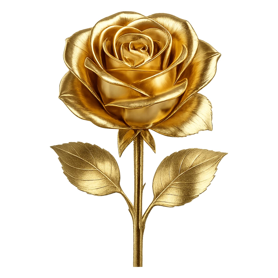 gold rose, elegant, shiny metallic finish sticker