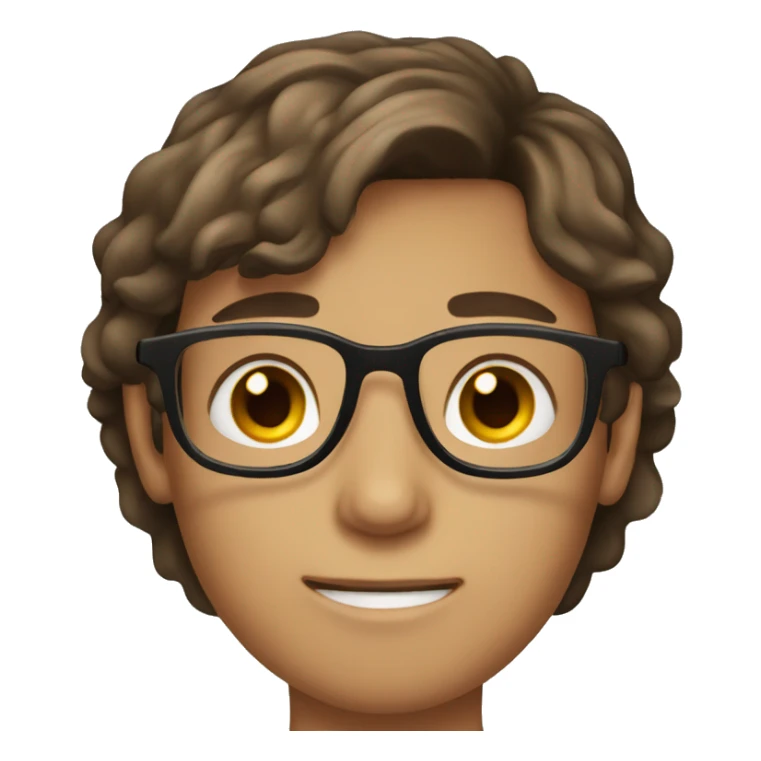 brown hair and brown eyes boy wearing glasses sticker
