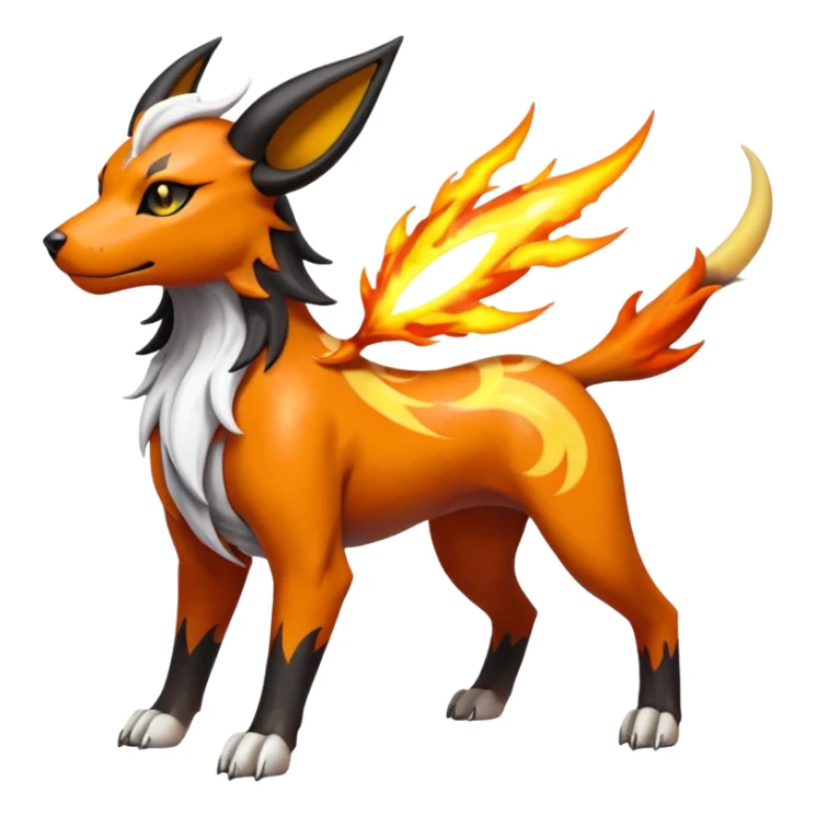 Fiery elemental colorful solarpunky hot will-o-wispy Houndoom-Solgaleo-Torracat-Genesect-Pokémon-Fakémon-hybrid-creature sticker