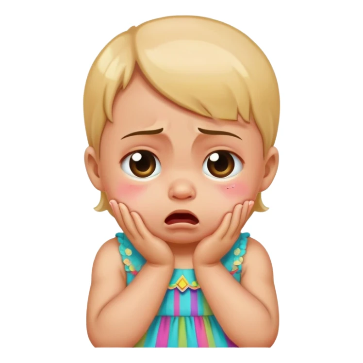 crying baby in colorful dress sticker