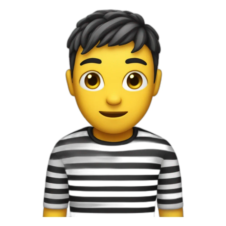 a yellow-skinned robber wearing a black and white striped t-shirt sticker