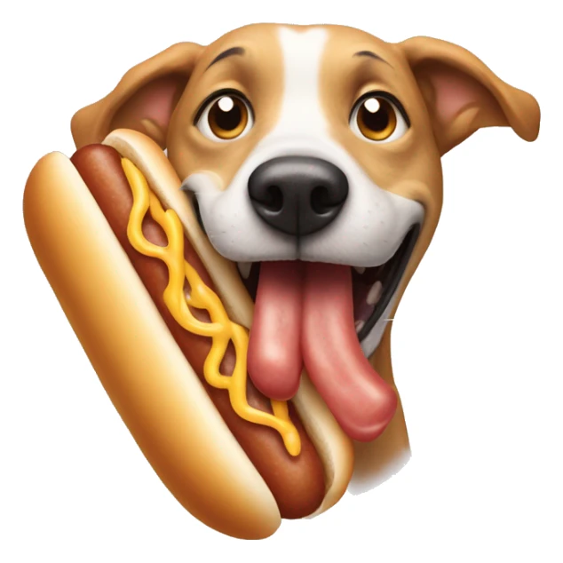 Freaky dog eating a hot dog sticker
