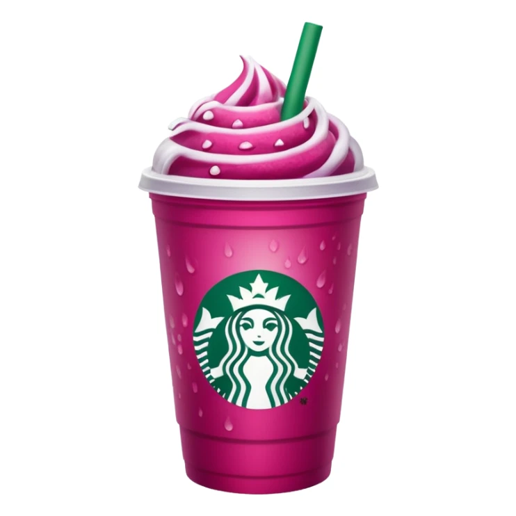 Starbucks dark pink dragonfruit refresher. white lid. starbucks logo. sticker