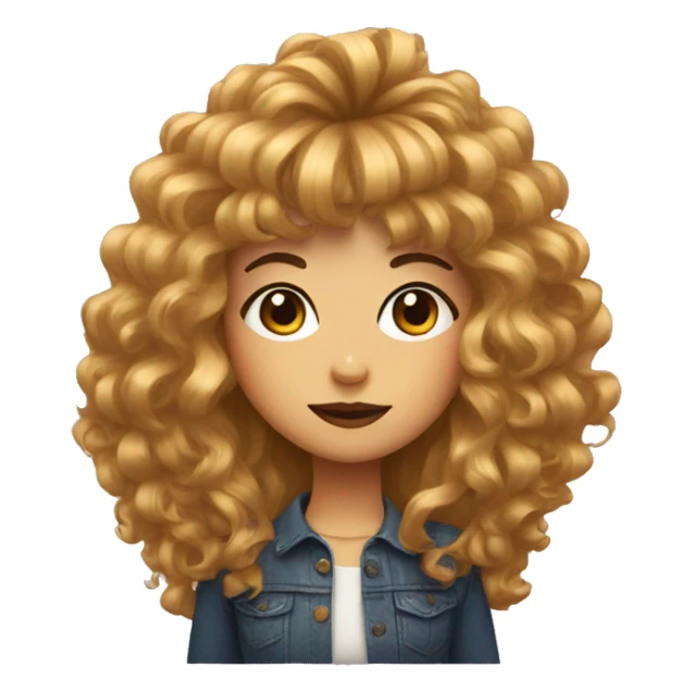 girl with big hair with bangs and an instagram symbol sticker