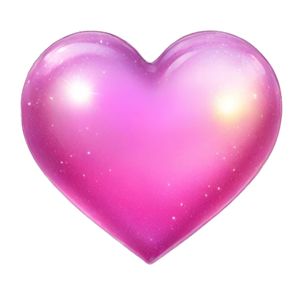 Sparkly glossy pink iridescent glass crystal clear sparkly  glass heart sticker