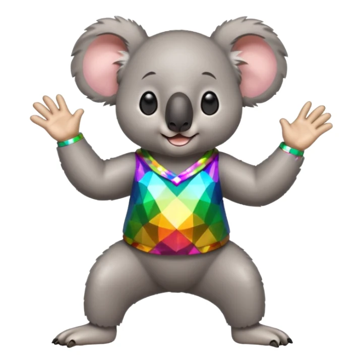 A koala in disco clothes, dancing enthusiastically, portrait, bust up sticker
