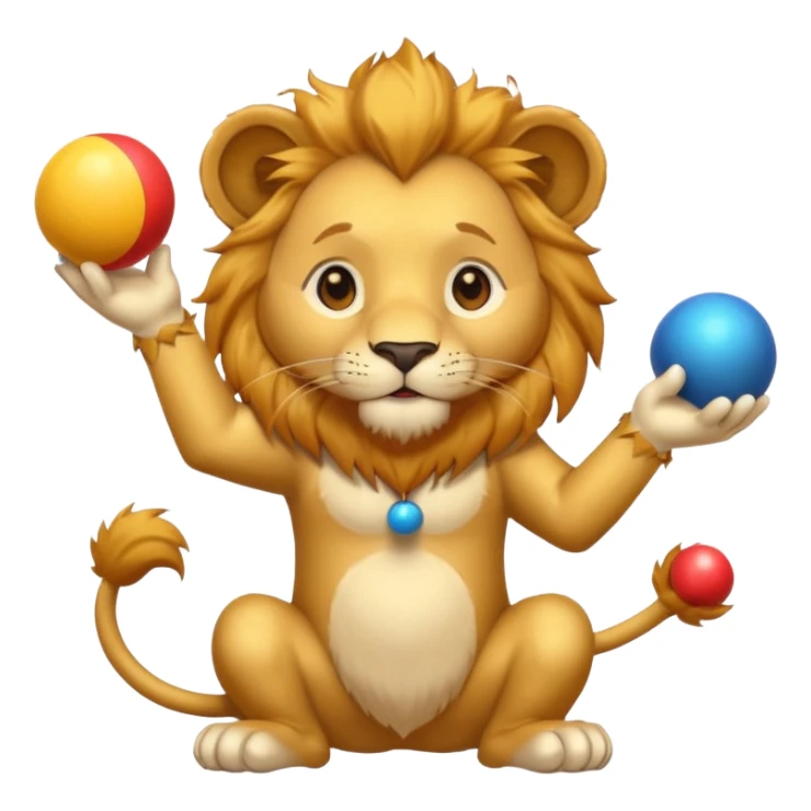a Circus cute lion juggling two metal ball sticker