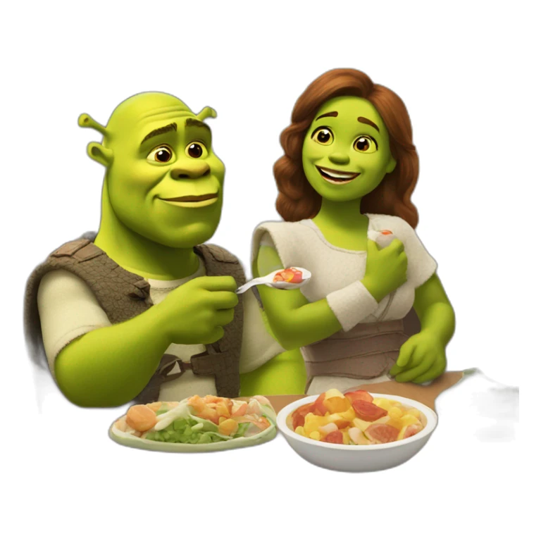 Shrek have lunch with baby's sticker