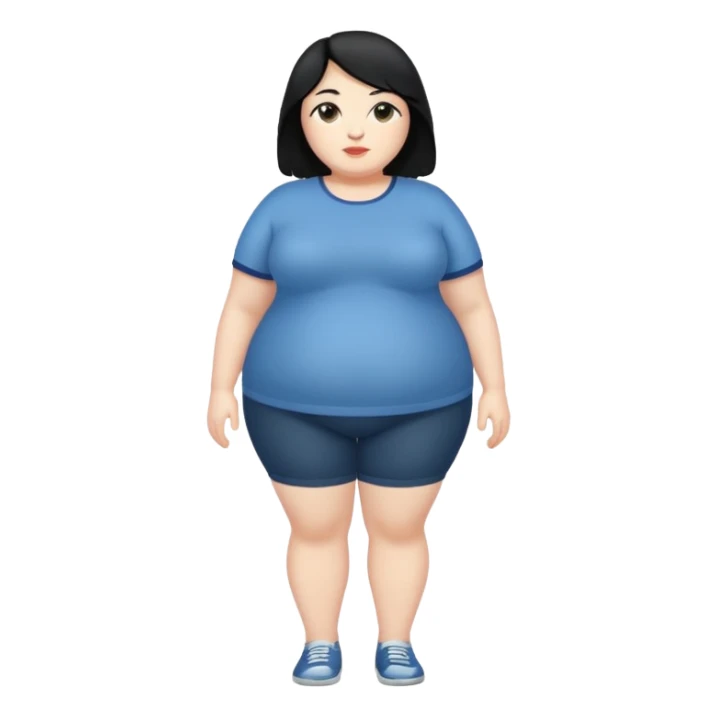 Fat white woman. Full body. Black hair sticker