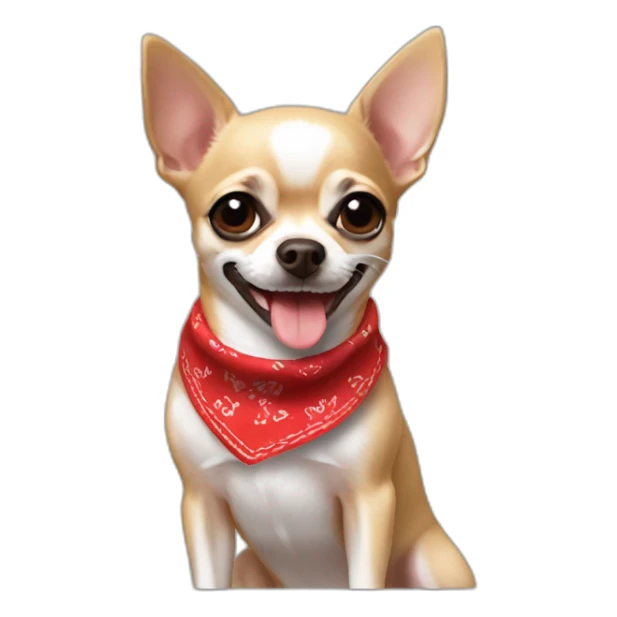 side pic chihuahua smiling with a red bandana sticker
