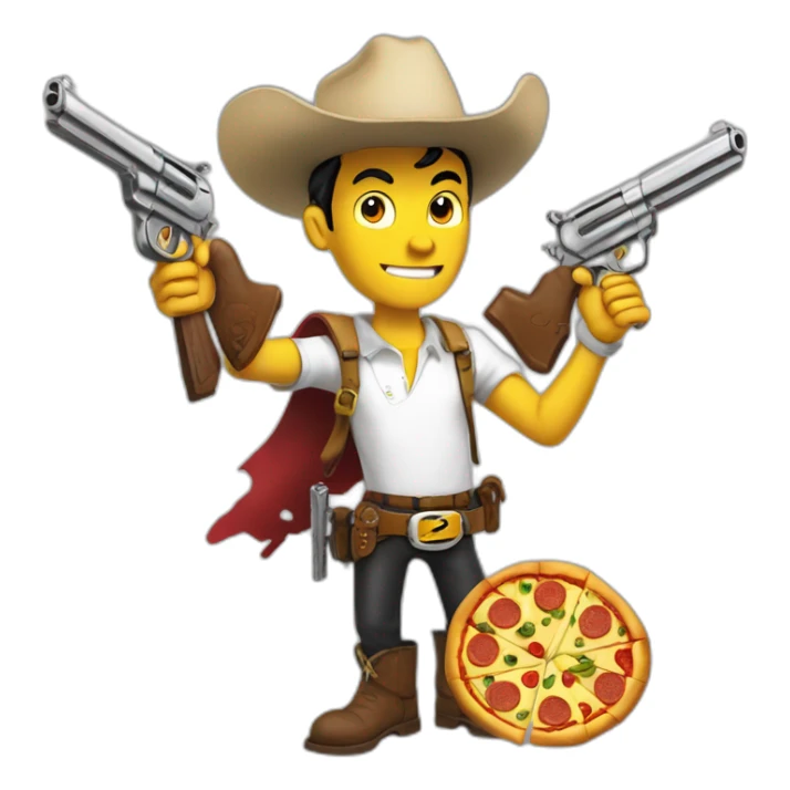 Lucky luke with pizza and guns sticker
