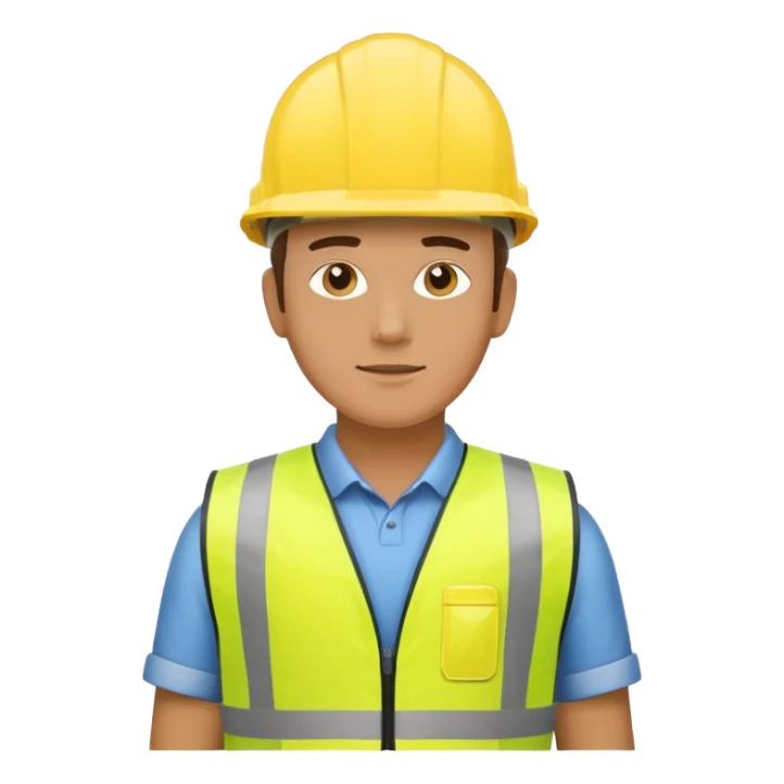 Guy with yellow reflective vest and white protection helmet sticker
