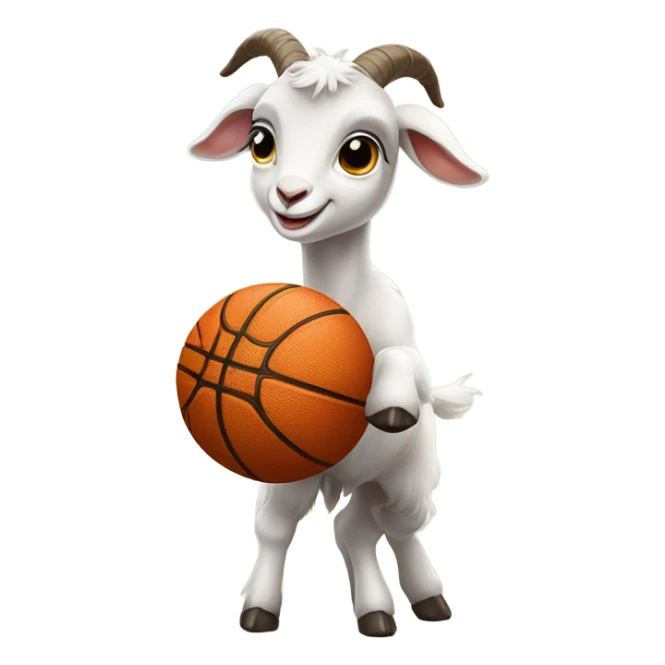 Baby goat playing basketball sticker