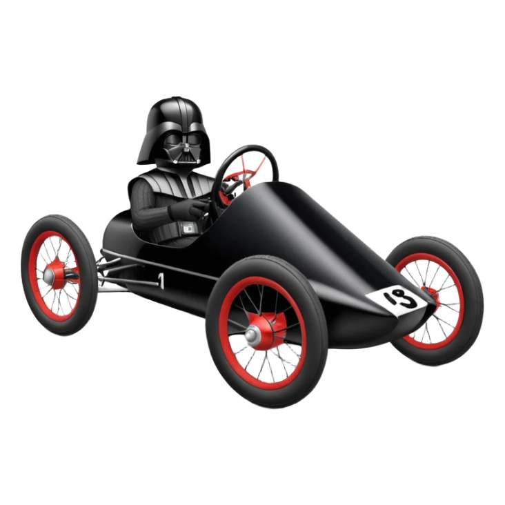 Darth Vader’s plush and refined streamlined two cylinder racing cyclekart with advanced rugged suspension and steering  sticker