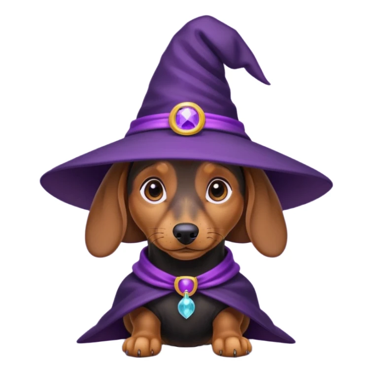 Dachshund dog wear purple wicth hat sticker