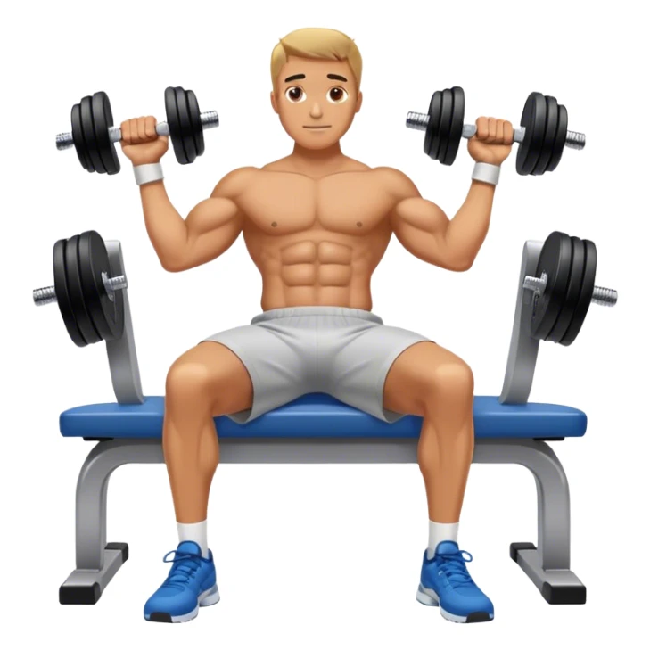 man lying on flat bench holding dumbbells above his chest sticker