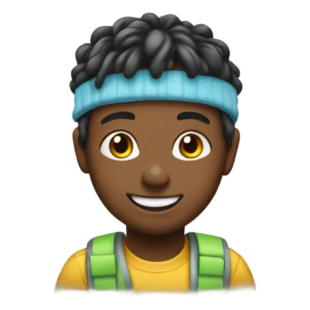 smiling boy with hairband portrait sticker